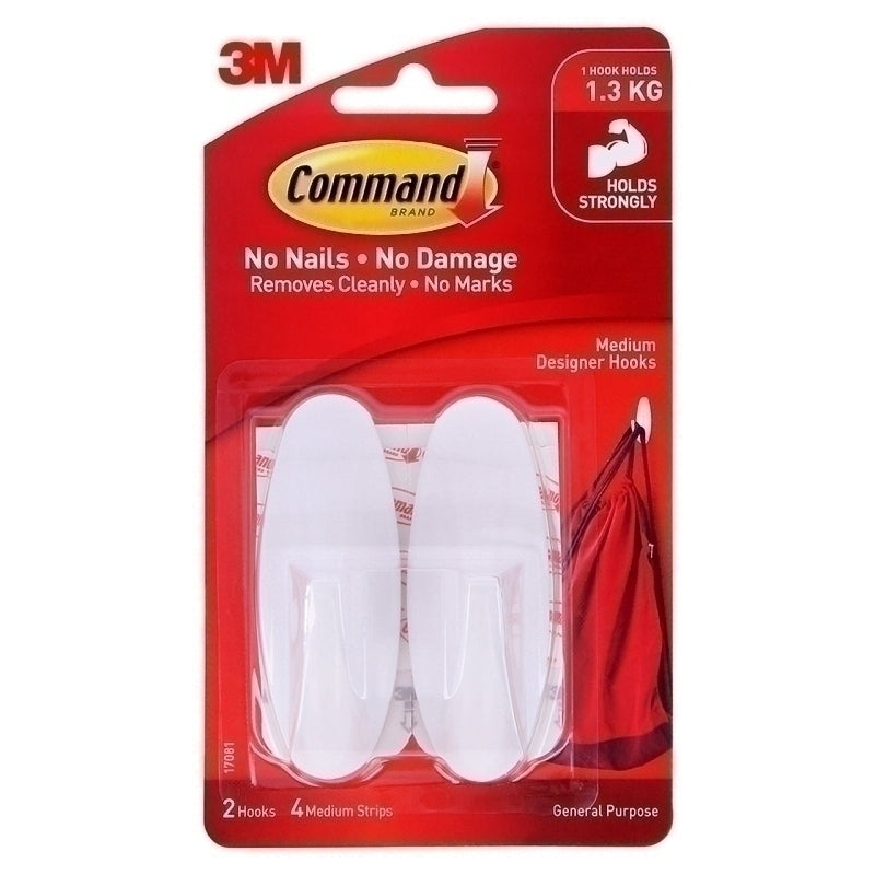 Command 17081 Medium Designer Hooks 2-Pack - Box of 6  - 7100336804