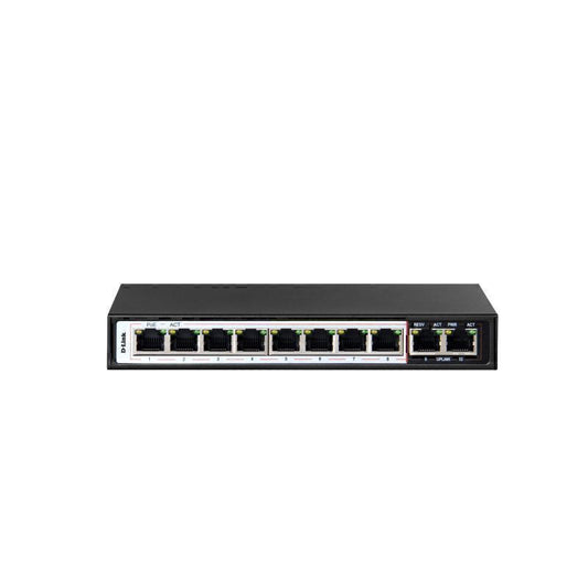 D-Link 10-Port PoE Switch with 8 Long Reach 250m PoE Ports  - DES-F1010P-E
