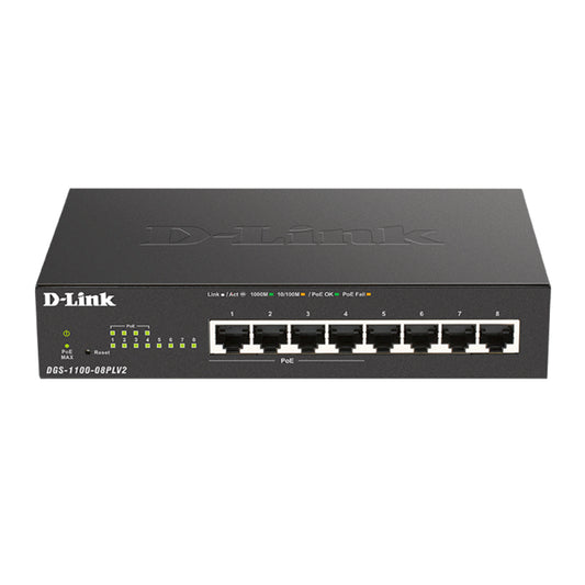 D-Link 8-Port Gigabit Smart Managed PoE Switch with 4 PoE ports  - DGS-1100-08PLV2