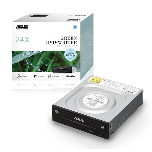 ASUS DRW-24D5MT Extreme Internal 24X DVD Writing Speed With M-Disc Support, E-Green Power Saving Technology (IN RETAIL COLOUR BOX) DRW-24D5MT/BLK/G/AS/P2G