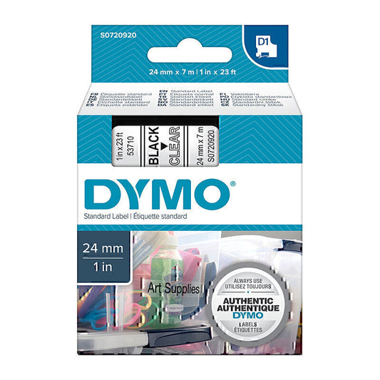 Dymo D1 Black on Colour 24mmx7m Tape 24mm x 7m - S0720920