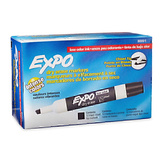 Expo W/B Marker Chsl Black Box of 12  - 80001