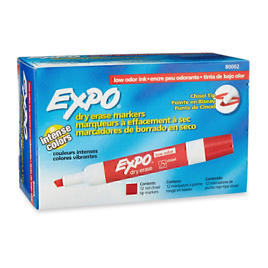 Expo W/B Marker Chsl Red Box of 12  - 80002