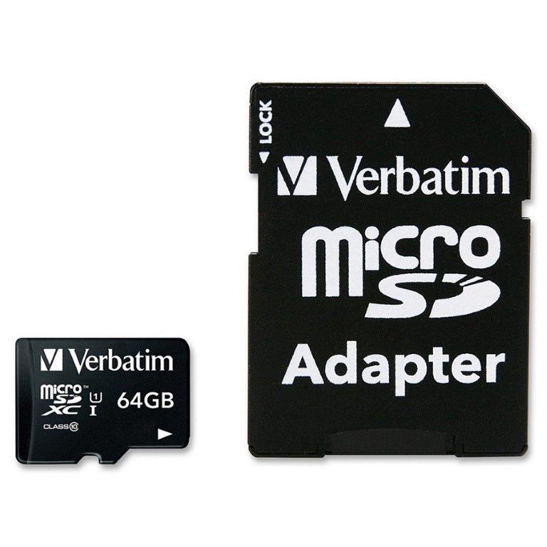 Verbatim 64GB Micro SDXC Card Class 10 UHS-I With Adaptor Up to 45MB/Sec 300X read speed 44084