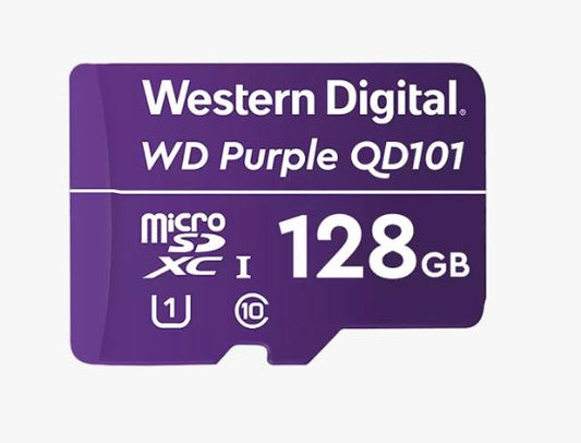 Western Digital WD Purple 128GB MicroSDXC Card 24/7 -25C to 85C Weather Humidity Resistant for Surveillance IP Cameras mDVRs NVR Dash WDD128G1P0C