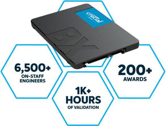 Crucial BX500 2TB 2.5' SATA3 6Gb/s SSD - 3D NAND 540/500MB/s 7mm 1.5 mil MTBF 3yr wty Acronis True Image Solid State Drive  CT2000BX500SSD1-P