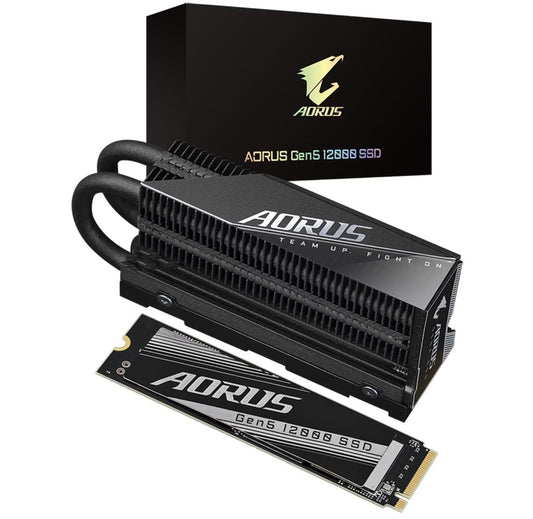 Gigabyte AORUS Gen5 12000 SSD 1TB, PCIe 5.0x4, NVMe 2.0 Interface, Sequential Read Speed : up to 11, 700 MB/s, Sequential Write speed up to 9, 500 MB/s AG512K1TB