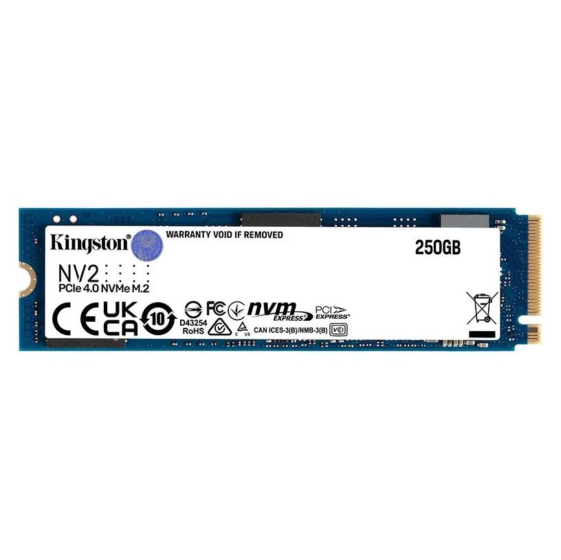 Kingston Nv2 250GB M.2 NVMe PCIe 4.0 SSD - 3000/1300MB/s 80TBW 1.5 Million Hrs M.2 2280 3Y WTY SNV2S/250G