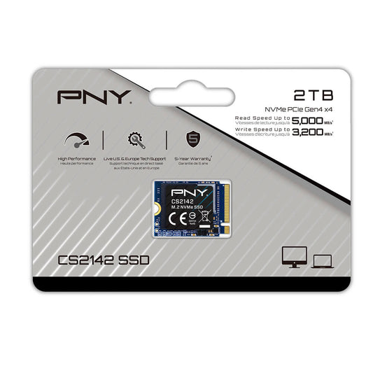 PNY CS2142 2TB PCIe M.2 2230 NVMe Gen4x4 SSD 5,000MB/s 3200MB/s 5yrs M230CS2142-2TB-TB