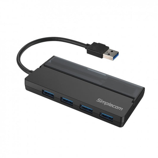 Simplecom CH329 Portable 4 Port USB 3.2 Gen1 (USB 3.0) 5Gbps Hub with Cable Storage - Black CH329-BLK