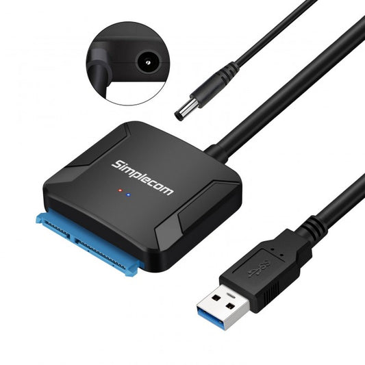 Simplecom SA236 USB 3.0 to SATA Adapter Cable Converter with Power Supply for 2.5' & 3.5' HDD SSD SA236