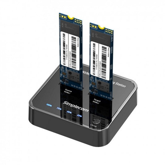 Simplecom SD550 USB 3.2 Gen2 to Dual Bay NVMe M.2 SSD Docking Station Duplicator Offline Clone SD550