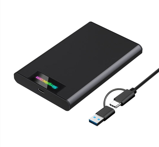 Simplecom SE239 Tool-free 2.5' SATA HDD SSD to USB-C Enclosure with RGB Lights USB 3.2 Gen 2 SE239
