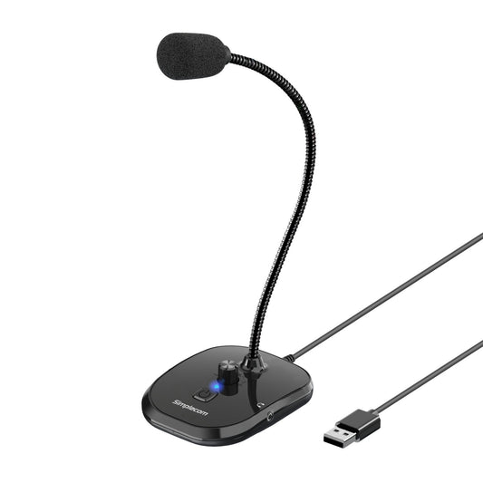 Simplecom UM360 Plug and Play USB Desktop Microphone with Headphone Jack UM360
