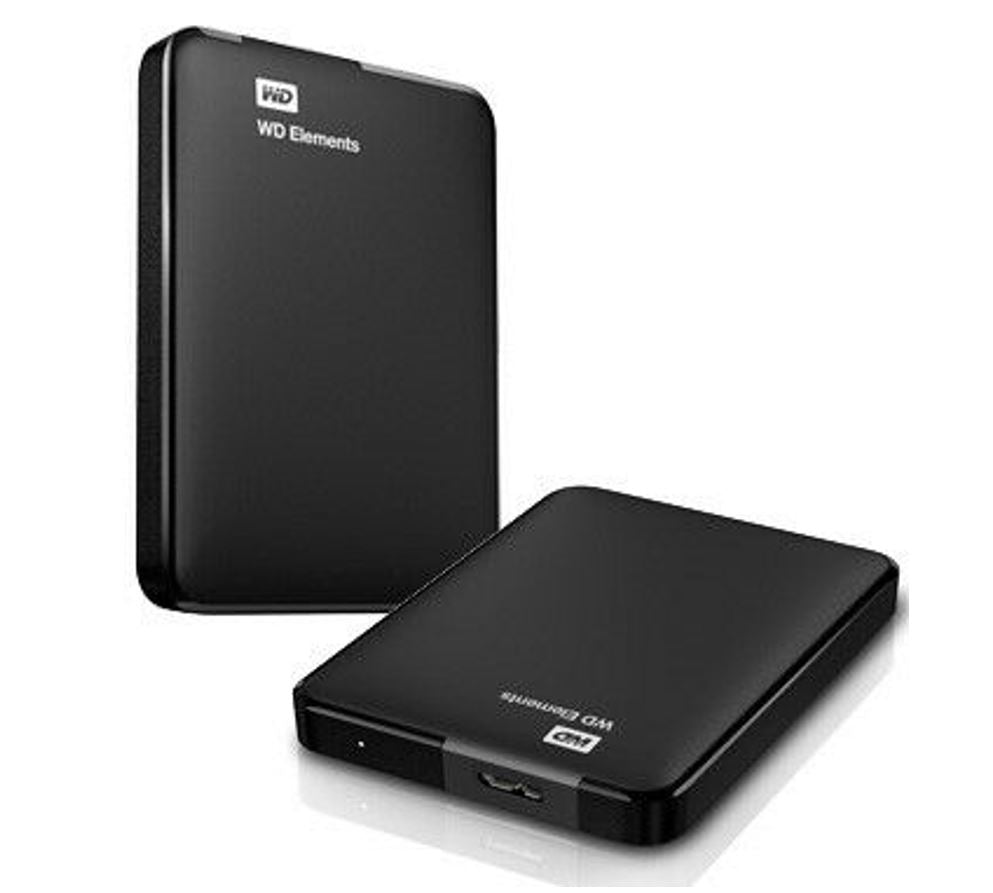 Western Digital WD Elements 1TB USB 3.0 2.5' Portable External Hard Drive - Slim Light Durable Shock Proof Black Plug & Play NTFS for Windows 10/8.1/7 WDBUZG0010BBK-WESN