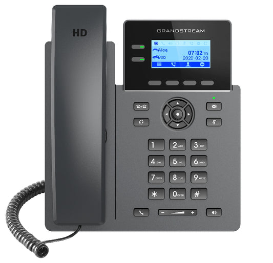 Grandstream GRP2602P Carrier Grade 2 Line IP Phone, 4 SIP Accounts, 132x48 Backlit Screen, HD Audio, Powerable Via POE, 5 way Conference, 1Yr Wty GRP2602P
