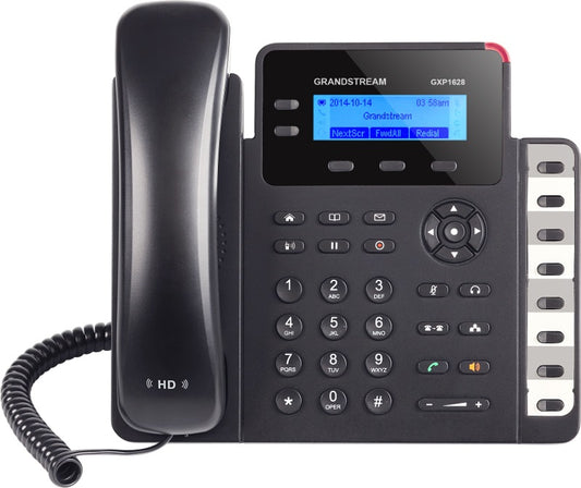 Grandstream GXP1628 2 Line IP Phone, 2 Sip Accounts, 132x48 Backlit Graphical Display, HD Audio, Dual-Switched Gigabit Ports, Powerable Via POE GXP1628