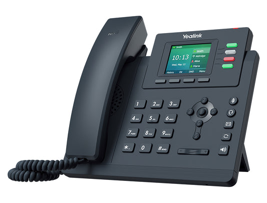 Yealink T33G 4 Line IP phone, 320x240 Colour Display, Dual Gigabit Ports, PoE, HD Voice Quality, No Power Adapter included, Black SIP-T33G