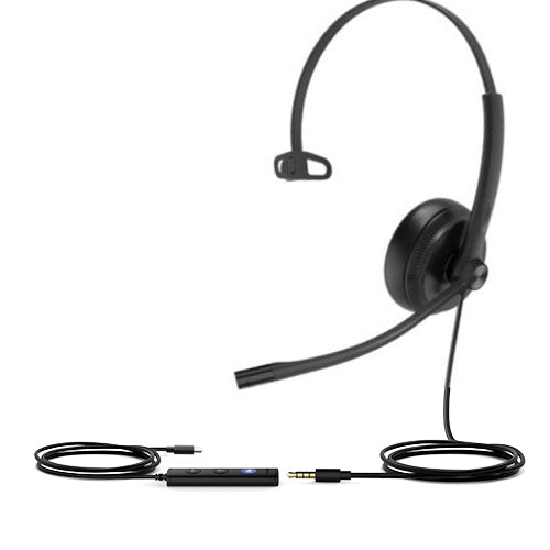 Yealink TEAMS-UH34SE-M-C Teams Certified Wideband Noise Cancelling Headset, USB-C and 3.5mm Jack, Controller with Teams Button, Ultra Lightweight TEAMS-UH34SE-M-C