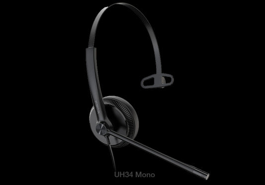 Yealink UH34 Mono Wideband Noise Cancelling Microphone - USB Connection, Leather Ear Cushions, Designed for Microsoft Teams TEAMS-UH34-M