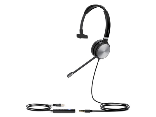 Yealink UH36 Mono USB Wired Headset, Noise Cancelling Headset, USB-C/3.5mm Connections, UC Designed, Simple Call Management, HD Voice, LED UH36-M-C