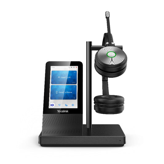 Yealink WH66 Dual UC DECT Wirelss Headset With Touch Screen Workstation, Busylight On Headset, Leather Ear Cushions, Multi-devices connection WH66-D-UC
