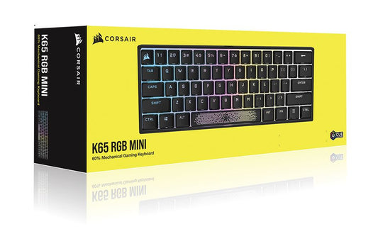 Corsair K65 RGB MINI 60% Mechanical Gaming Keyboard, Backlit RGB LED, CHERRY MX SPEED Keyswitches, Black - CH-9194014-NA