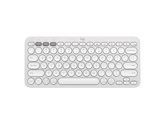 Logitech PEBBLE KEYS 2 K380S Slim, minimalist Bluetooth Wireless Keyboard with customizable keys (Tonal White) 920-011754