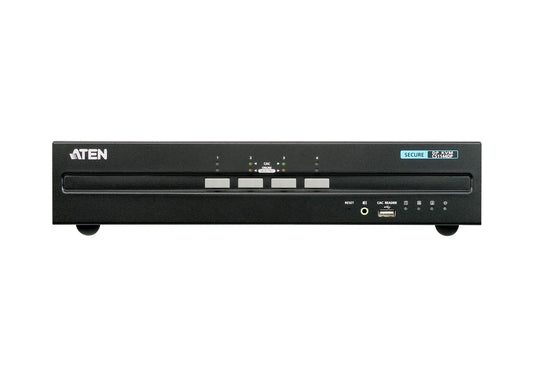 Aten 4-Port USB DisplayPort Dual Display Secure KVM Switch (PSS PP v3.0 Compliant), enable and disable CAC devices by port, with CAC black CS1144DP-AT-U
