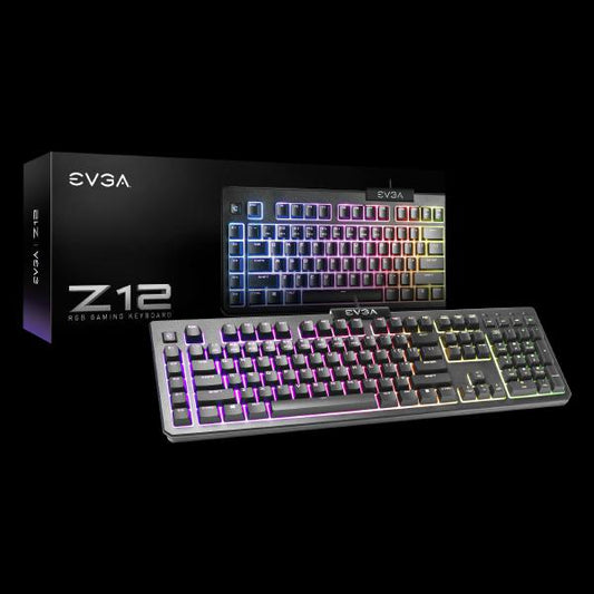 EVGA Z12 RGB Gaming Keyboard, RGB Backlit LED, 5 Programmable Macro Keys, Dedicated Media Keys, Water Resistant, 834-W0-12US-KR 834-W0-12US-KR