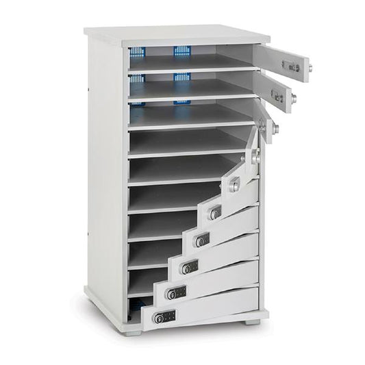 LapCabby Lyte 10 Multi Door | 10-Device Static AC Charging Locker for Laptops, Tablets & Chromebooks up to 15" - Horizontal LYTE10MD