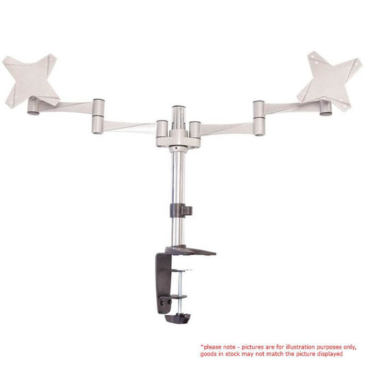 Astrotek Dual Monitor Arm Desk Mount Height Adjustable Stand for 2x LCD Display 23.8' 24' 27' 8kg 30 Tilt 180 Swivel 360 Pivot VESA 75x75 100x100  AT-LCDMOUNT-2S