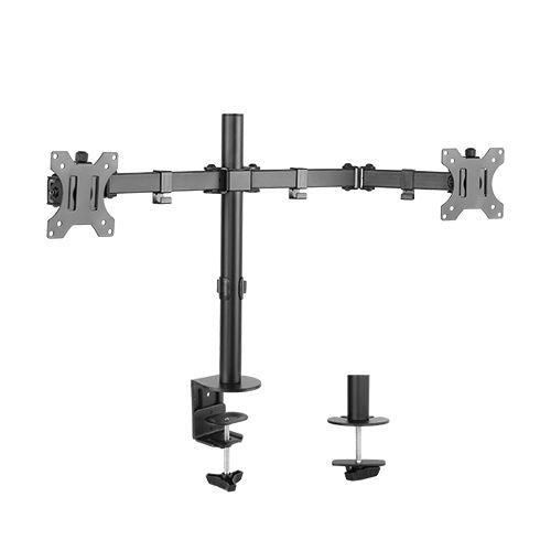 Brateck Dual Screens Economical Double Joint Articulating Steel Monitor Arm Fit Most 13-32 Monitors Up to 8kg per screen VESA 75x75/100x10 LDT12-C024N