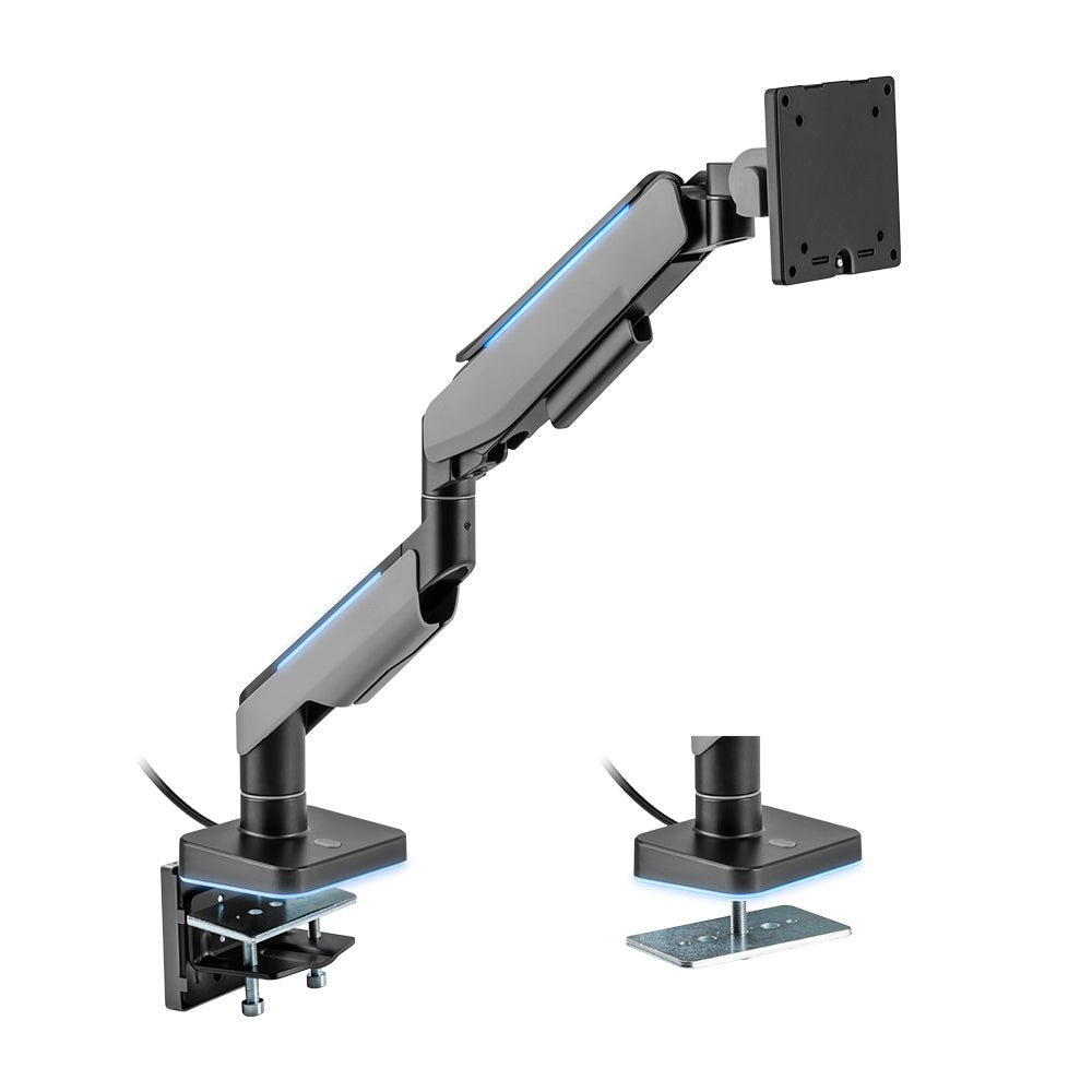 Brateck Single Heavy-Duty RGB Gaming Monitor Arm Fit Most 17'-49' Monitor VESA 75x75,100x100 LDT61-C012L-BG