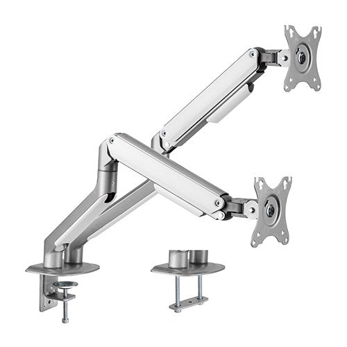 Brateck Dual Monitor Economical Spring-Assisted Monitor Arm Fit Most 17'-32' Monitors, Up to 9kg per screen VESA 75x75/100x100 Matte Grey  LDT63-C024-S