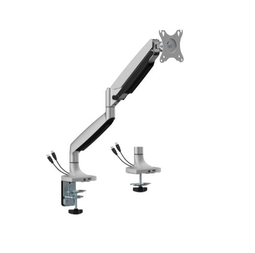 BrateckLDT82-C012UCE SINGLE SCREEN HEAVY-DUTY MECHANICAL SPRING MONITOR ARM WITH USB PORTS For most 17'~45' Monitors, Matte Silver(New)  LDT82-C012UCE-SV