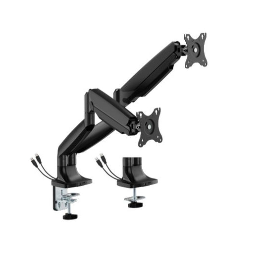 BrateckLDT82-C024UCE SINGLE SCREEN HEAVY-DUTY MECHANICAL SPRING MONITOR ARM WITH USB PORTS For most 17'~45' Monitors, Matte Black(New)  LDT82-C024UCE-BK