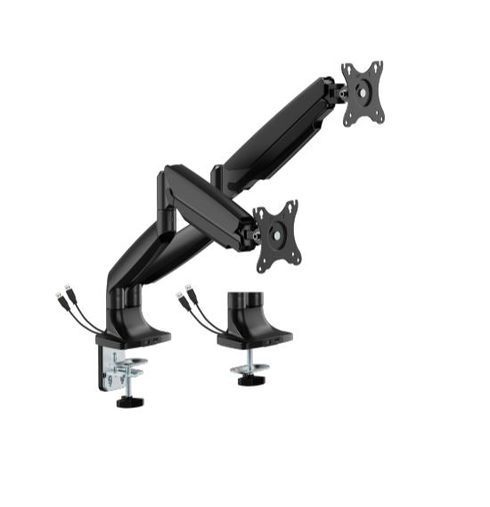BrateckLDT82-C024UCE SCREEN HEAVY-DUTY MECHANICAL SPRING MONITOR ARM WITH USB PORTS For most 17'~45' Monitors, Matte Black(New) LDT82-C024UCE-BK