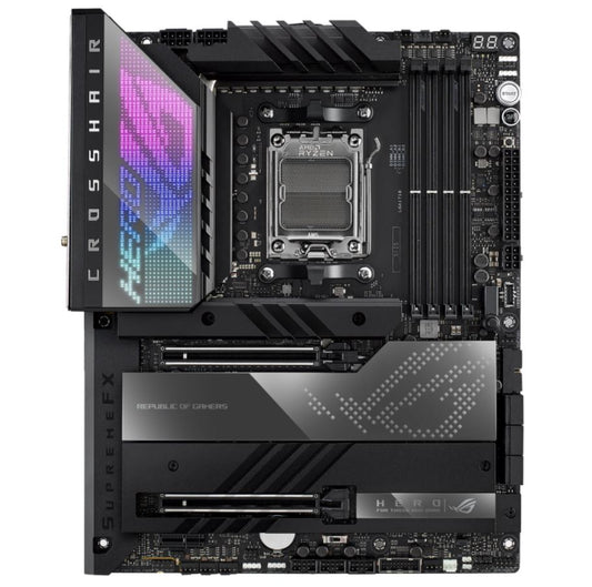 ASUS AMD X670E ROG CROSSHAIR X670E HERO (AM5) ATX Motherboard 4x DDR5 128GB, 2 x PCIe 5.0 x16, 5 x M.2, 6 x SATA, Wi-Fi 6E, 2.5Gb Ethernet ROG CROSSHAIR X670E HERO