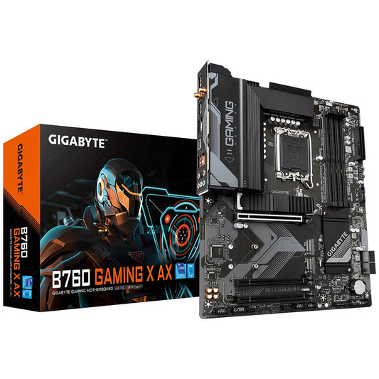 Gigabyte B760 Gaming X AX Intel LGA 1700 ATX Motherboard, 4x DDR5 ~128GB, 3x PCI-E x16, 3x M.2, 4x SATA, 2x USB 3.2, 1x USB-C, 5x USB 2.0 B760 GAMING X AX