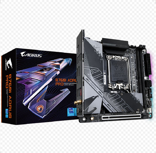 Gigabyte B760I AORUS PRO 1.1 Intel LGA 1700 m-ITX Motherboard, 2x DDR5 ~96GB, 1x PCI-E x16, 2x M.2, 4x SATA, 5x USB 3.2, 2x USB 2.0, 1x Type-C B760I AORUS PRO 1.1