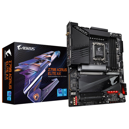 Gigabyte Z790 AORUS ELITE AX 1.0 Intel LGA 1700 ATX Motherboard, 4x DDR5 ~128GB, 3x PCI-E x16, 4x M.2, 6x SATA, 5x USB 3.2, 1x USB-C, 4x USB 2.0 Z790 AORUS ELITE AX