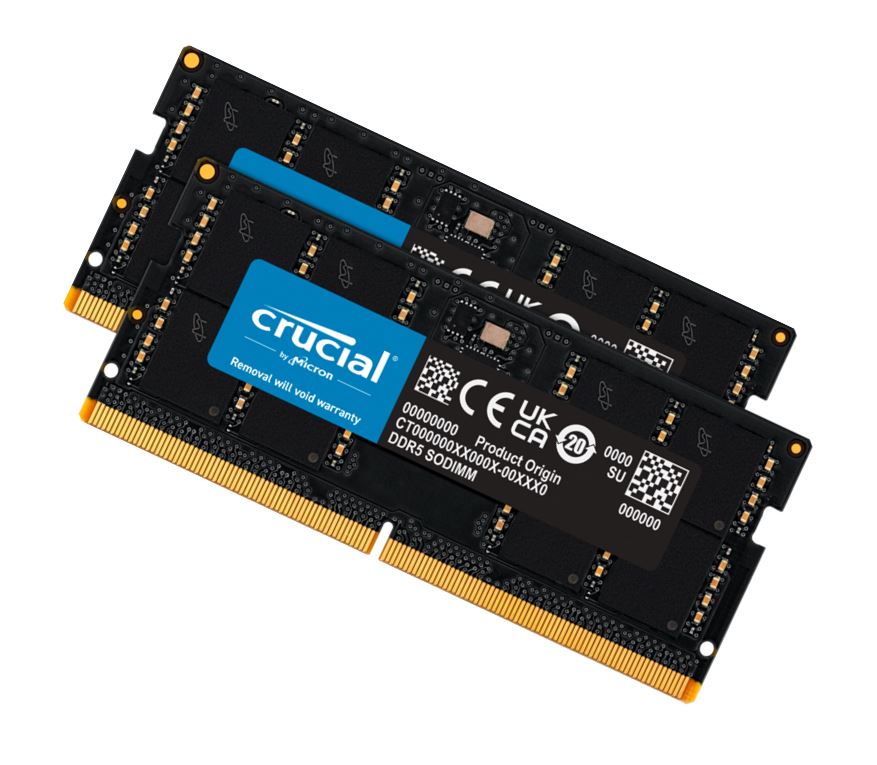 Crucial 64GB (2x32GB) DDR5 SODIMM 5600MHz CL46 Notebook Laptop Memory ~CT2K32G48C40S5 CT2K32G56C46S5