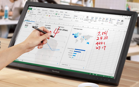 ViewSonic 24' TD2423 IR 10 Point Touch Advanced Ergonomics, Magnetic Pen Holder, 40 degrees Tilt, 7H Hardness VESA 100, Glove, Multi OS Touch Monitor TD2423
