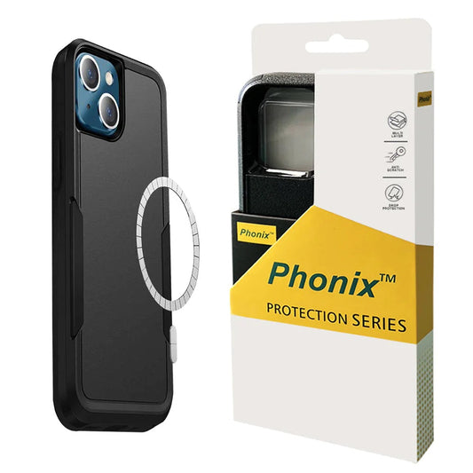 Phonix Apple iPhone 15 (6.1') Armor Rugged Case With MagSafe Black-Military-Grade, Multi layers, No-Slip, Sleek, ultimate protection 6976552040006