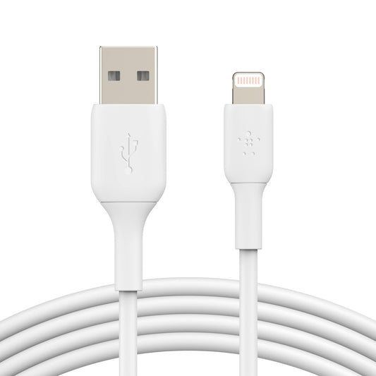 Belkin BoostCharge Lightning to USB-A Cable (1m/3.3ft) - White (CAA001bt1MWH), 480Mbps, 8K+ bend, Apple iPhone / iPad / Macbook, 2YR CAA001bt1MWH