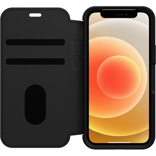 OtterBox Strada Apple iPhone 12 Mini Case Black - (77-65371), DROP+ 3X Military Standard, Leather Folio Cover, Card Holder, Raised Edges, Soft Touch 77-65371