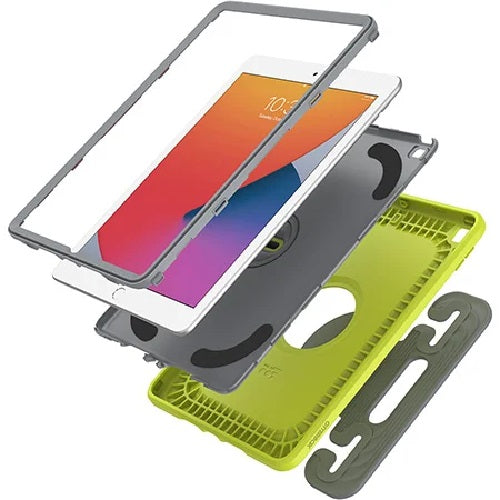 OtterBox EasyGrab Apple iPad (10.2') (9th/8th/7th Gen) Case Martian Green (Neon Green/Grey) - (77-81186), Antimicrobial, Rugged Protection 77-81186