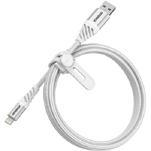 OtterBox Lightning to USB-A Premium Cable (1M) - White (78-52640), 3 AMPS (60W), MFi, 10K Bend/Flex, 480Mbps Transfer, Braided, 2 Years Warranty 78-52640