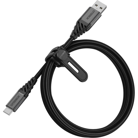 OtterBox USB-C to USB-A (2.0) Premium Cable (1M) - Black (78-52664), 3 AMPS (60W), 10K Bend, Samsung Galaxy, Apple iPhone, iPad, MacBook, Google, OPPO, Nokia 78-52664